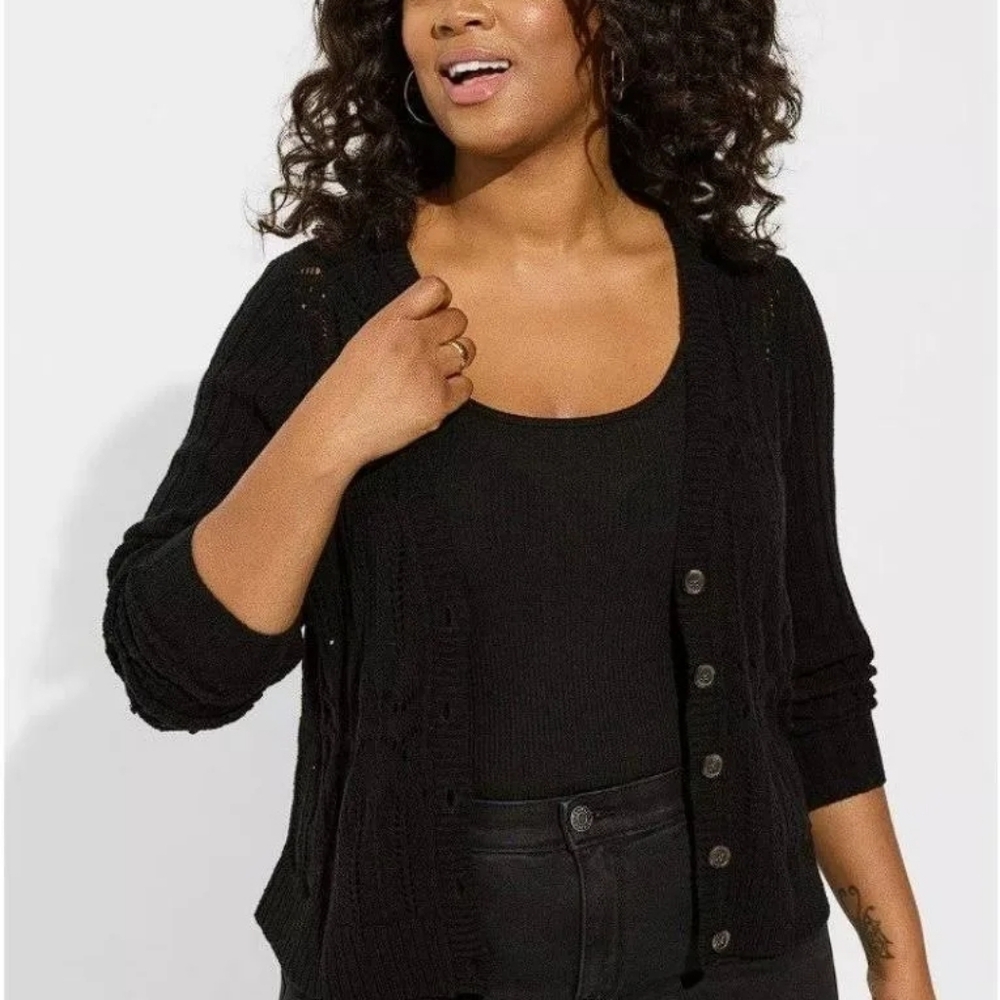 Torrid Pointelle V Neck Cardigan